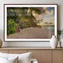 Tropical beach sunset, palm trees, white sand, ocean waves, by MyGreatCanvas | Canvas Wall Art Prints | Photo Prints & Wall Decor