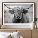 Black White Highland Cow Wall Art Canvas Print by MyGreatCanvas | Canvas Wall Art Prints | Photo Prints & Wall Decor