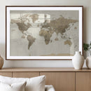 Detailed World Map Wall Art Canvas Print by MyGreatCanvas | Canvas Wall Art Prints | Photo Prints & Wall Decor