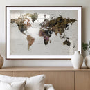 Watercolor World Map Print - Large Wall Art Canvas Print for