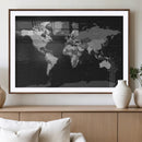 Black World Map Wall Art Canvas Print – Detailed Map of the by MyGreatCanvas | Canvas Wall Art Prints | Photo Prints & Wall Decor