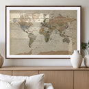 Framed World Map Wall Art for Home and Office Decor