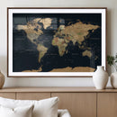 Vintage World Map Canvas on the Dark Background Wall Art