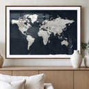 Black World Map Wall Art Canvas Print for Home Office and by MyGreatCanvas | Canvas Wall Art Prints | Photo Prints & Wall Decor
