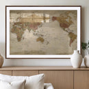 Vintage Detailed World Map Wall Art Canvas Print – Antique