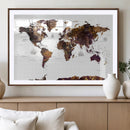 Rustic World Map Wall Art Canvas Print | Large World Map on
