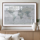 Push Pin World Map Canvas Print - Detailed Vintage World Map by MyGreatCanvas | Canvas Wall Art Prints | Photo Prints & Wall Decor
