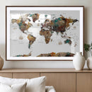 Watercolor World Map Canvas Print – Detailed Map of the