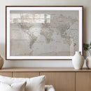 Antique Style World Map Canvas Print - Vintage Detailed