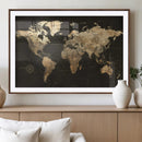 Framed World Map with Pin Canvas Print – Detailed World Map