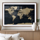 Dark World Map Canvas Wall Art Print, Minimal Black and Gold by MyGreatCanvas | Canvas Wall Art Prints | Photo Prints & Wall Decor