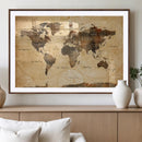 Navy Blue and Gold World Map Canvas Print – Framed Luxury by MyGreatCanvas | Canvas Wall Art Prints | Photo Prints & Wall Decor