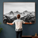 Black and White Mountain Wall Art Canvas Print, Snowy Alpine by MyGreatCanvas | Canvas Wall Art Prints | Photo Prints & Wall Decor
