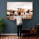 Texas Longhorn Cattle Wall Art Canvas Print, Sepia Western by MyGreatCanvas | Canvas Wall Art Prints | Photo Prints & Wall Decor
