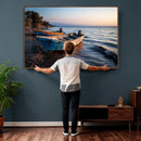 Coastal Fishing Boats Wall Art Canvas Print, Sunset Beach by MyGreatCanvas | Canvas Wall Art Prints | Photo Prints & Wall Decor