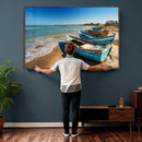 Coastal Fishing Boats Wall Art Canvas Print, Sunset Beach by MyGreatCanvas | Canvas Wall Art Prints | Photo Prints & Wall Decor
