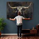 Rustic Longhorn Bull Wall Art Canvas Print – Vintage Western by MyGreatCanvas | Canvas Wall Art Prints | Photo Prints & Wall Decor