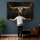 Vintage Longhorn Bull Wall Art Canvas Print – Rustic Western by MyGreatCanvas | Canvas Wall Art Prints | Photo Prints & Wall Decor