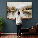 Neutral Abstract Lake Landscape Wall Art Canvas Print by MyGreatCanvas | Canvas Wall Art Prints | Photo Prints & Wall Decor