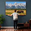 Bison in Mountain Landscape Wall Art Canvas Print – Western by MyGreatCanvas | Canvas Wall Art Prints | Photo Prints & Wall Decor