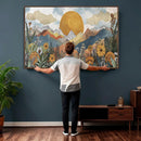 Boho Mountain Landscape Large Wall Art, Horizontal Gold by MyGreatCanvas | Canvas Wall Art Prints | Photo Prints & Wall Decor