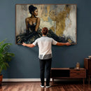 Black Woman Canvas Wall Art — Black Gold Gown Fashion Print by MyGreatCanvas | Canvas Wall Art Prints | Photo Prints & Wall Decor