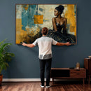 Elegant Woman Canvas Wall Art — Black Gold Gown Fashion by MyGreatCanvas | Canvas Wall Art Prints | Photo Prints & Wall Decor
