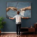 Funny Bathroom Canvas Wall Art, Michelangelo Creation of by MyGreatCanvas | Canvas Wall Art Prints | Photo Prints & Wall Decor