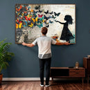 Banksy Butterfly Girl Wall Art Canvas Print, Framed Street by MyGreatCanvas | Canvas Wall Art Prints | Photo Prints & Wall Decor