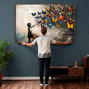Banksy Graffiti Butterfly Girl Wall Art Canvas Print, Framed by MyGreatCanvas | Canvas Wall Art Prints | Photo Prints & Wall Decor