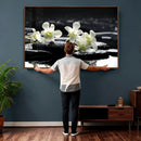 Plumeria Frangipani Black Stone Canvas | White Flower Spa by MyGreatCanvas | Canvas Wall Art Prints | Photo Prints & Wall Decor