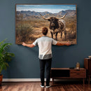 Texas Longhorn Canvas Wall Art Western Bull Desert Moody by MyGreatCanvas | Canvas Wall Art Prints | Photo Prints & Wall Decor