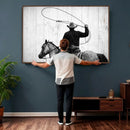 Cowboy Lasso Canvas Wall Art, Black White Western Horse by MyGreatCanvas | Canvas Wall Art Prints | Photo Prints & Wall Decor