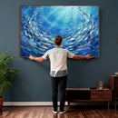 School of Fish Canvas Print | Blue Ocean Underwater Wall Art by MyGreatCanvas | Canvas Wall Art Prints | Photo Prints & Wall Decor