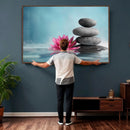 Zen Canvas Wall Art Lotus Flower Stacked Stones Teal Spa by MyGreatCanvas | Canvas Wall Art Prints | Photo Prints & Wall Decor