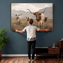 Rustic Texas Longhorn Cow Canvas Wall Art Print, Rustic Farm Animal Photography Print, Farmhouse Country Decor, Western Ranch Art by MyGreatCanvas | Canvas Wall Art Prints | Photo Prints & Wall Decor