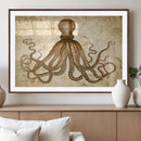 Sepia Octopus Wall Art Abstract Animal Canvas Print