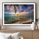Framed Tropical Sunset Art Canvas Print