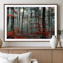 Autumn Forest Wall Art – Enchanting Red Leaves Canvas Print,