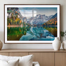 Spectacular autumn view of Braies Lake Wall Art Canvas Print by MyGreatCanvas | Canvas Wall Art Prints | Photo Prints & Wall Decor