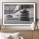 Burning Incense and Zen Stones Buddhism Wall Art, Zen Stones