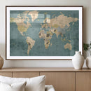 Classic World Map Canvas Print – Framed Vintage Map Wall by MyGreatCanvas | Canvas Wall Art Prints | Photo Prints & Wall Decor