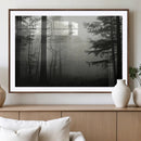 Misty Forest Wall Art Premium Canvas Print a Foggy and