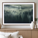 Misty Forest Wall Art Premium Canvas Print a Foggy and