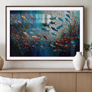 Modern Abstract Fish Shoal Wall Art Canvas Print, Colorful