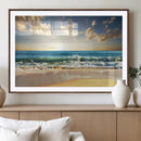 Golden Sunset Beach Triptych Canvas Wall Art for Living Room