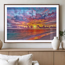 Vibrant Sunset Beach Wall Art - Ocean Sunset Canvas Print |