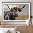 Texas Bull Longhorn Wall Art Canvas Print for Farm House