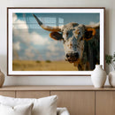 Longhorn in the Prairie - Stunning Ranch-Style Triptych Wall