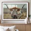 Texas Cow Longhorn Wall Art Canvas Print for Farm House Wall